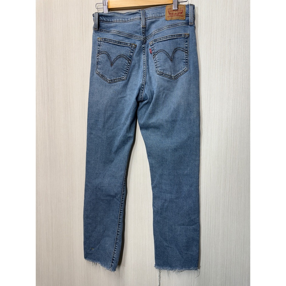 Levis Wedgie Straight Jeans Light Wash Button Fly Frayed Hem W28 L28 34964-0208